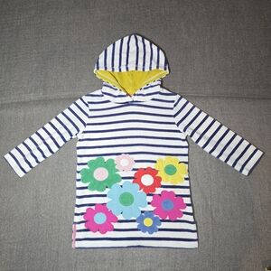 Mini Boden Mara Striped Terry Cloth Cover-up Girls 4-5 Blue White Yellow